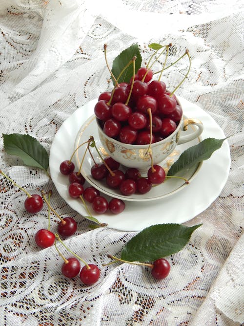 Red Cherries on Ceramic Cutleries 