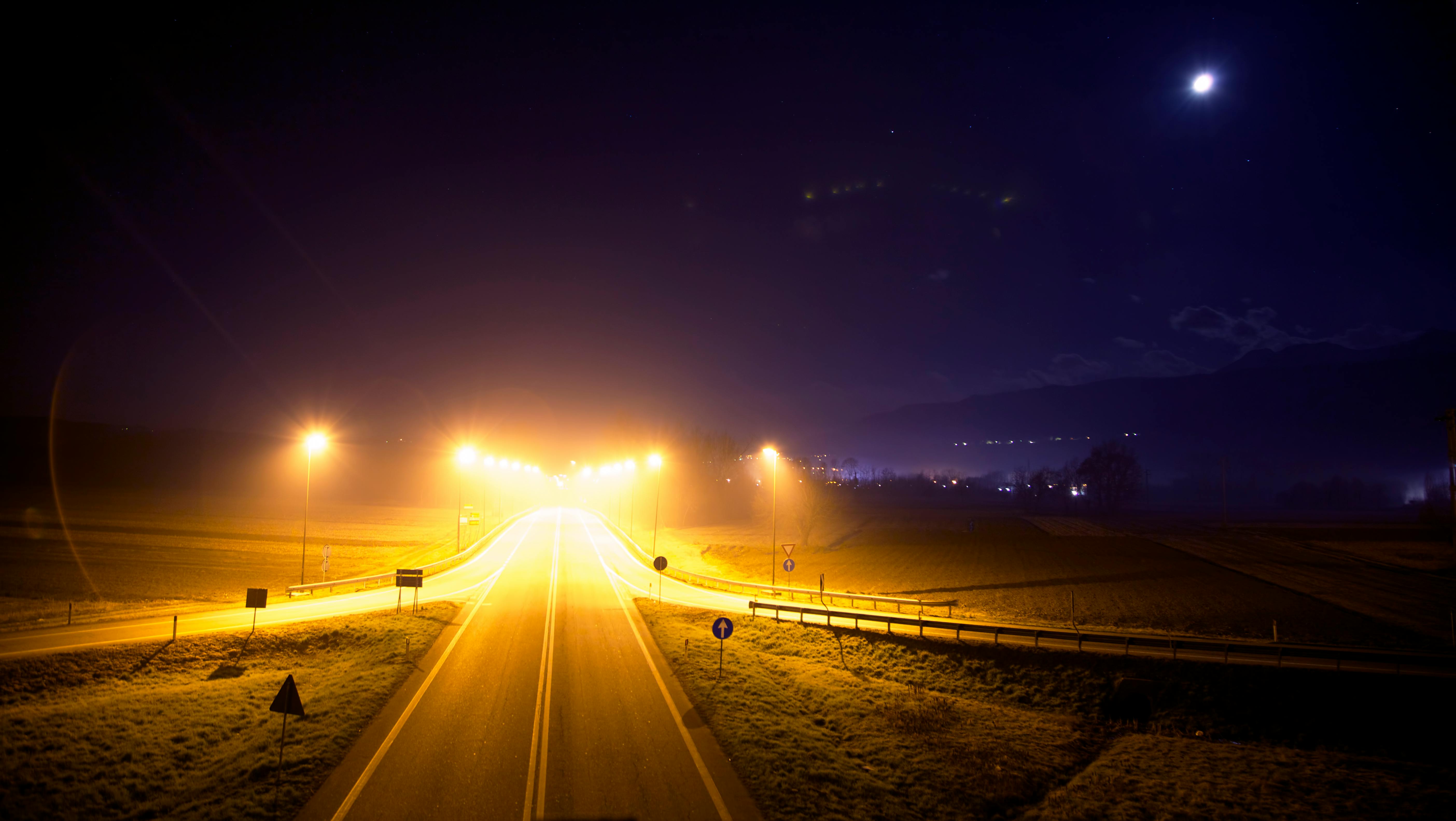 Free stock photo of highway, lights, night