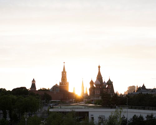 Sunset Sunlight over Saint Basils Cathedral in Moscow