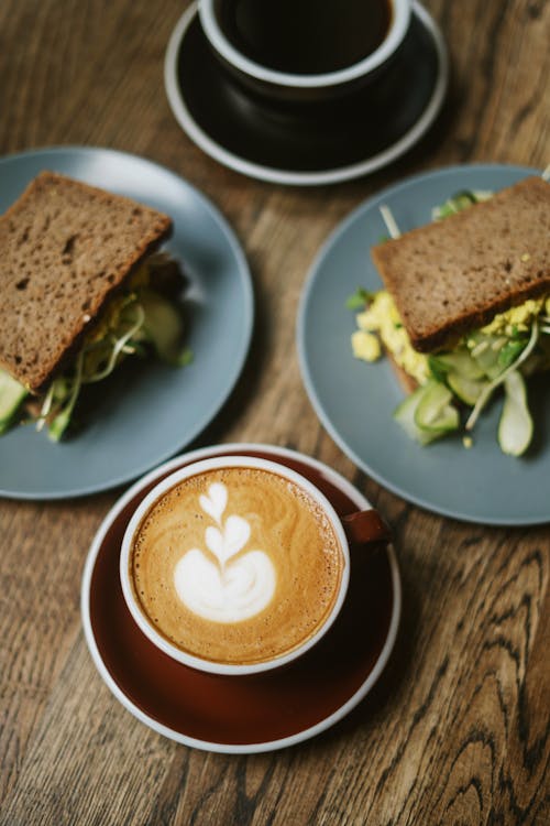 Coffee and Sandwiches on Table