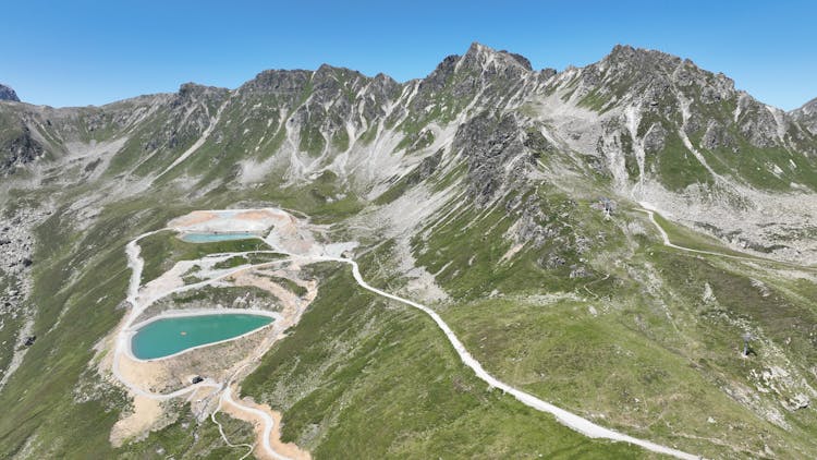 Lake And Highland Road In Mountains Landscape