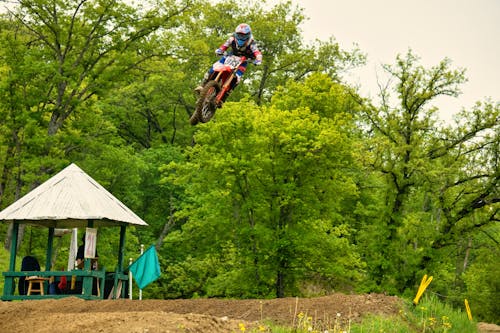 Rider on Motorcycle in Air