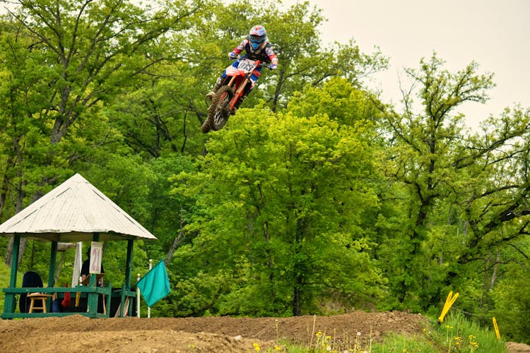 Rider On Motorcycle In Air