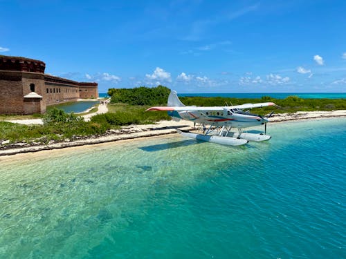 Free Seaplane at Fort Jefferson in the Dry Tortugas Stock Photo