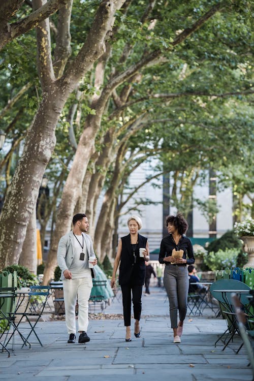 Coworkers outside Office on Lunch Break