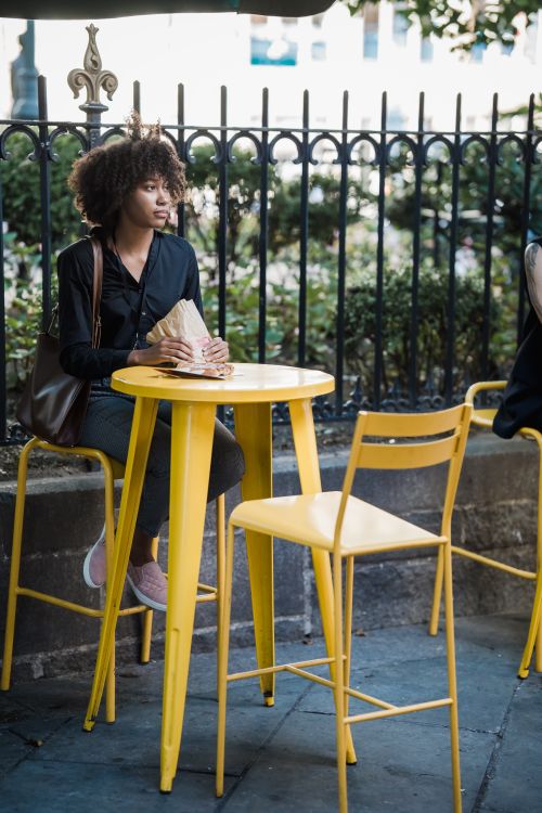 Employee Having Break at Cafe Outdoors · Free Stock Photo