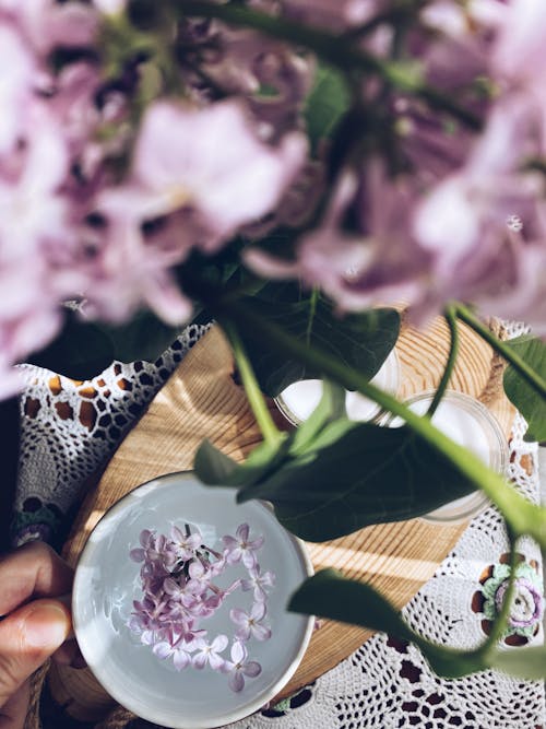 Purple Flowers and Cup