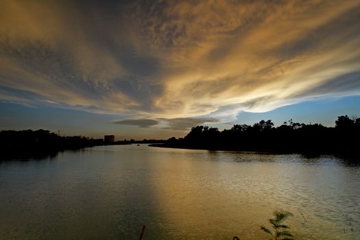 River Under Altostratus Clouds