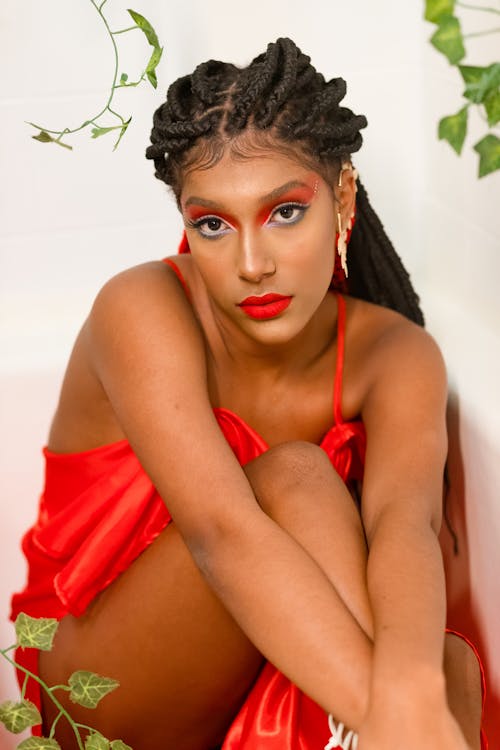 Immagine gratuita di bellezza, donna afro-americana, make-up