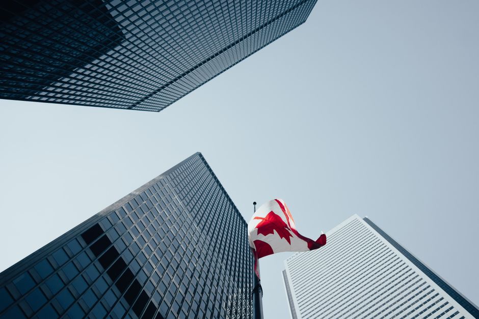canada flag building