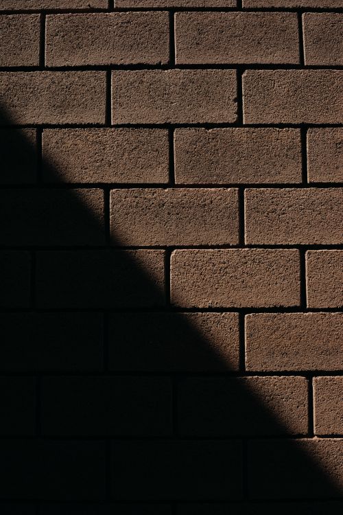 Free Dramatic shadows cast on a rough-textured brick wall evoke an urban setting. Stock Photo