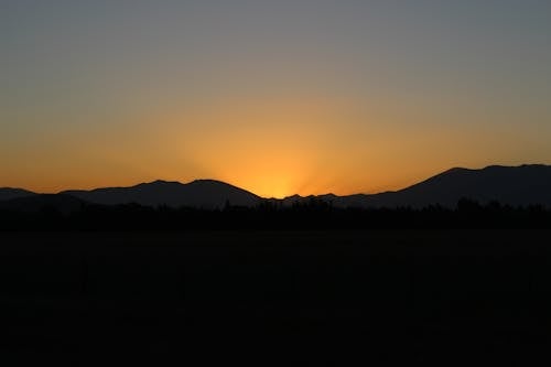 Silhouette of Mountains during Sunset