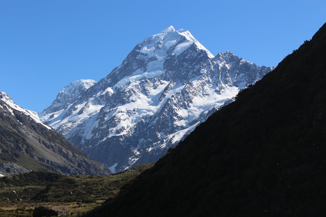 Snow Covered Mountain Under Blue Sky