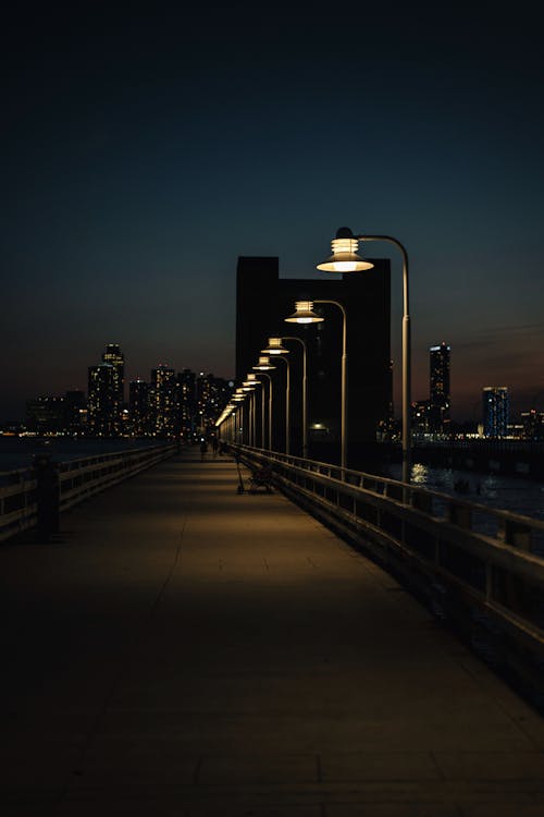 Black and White Bridge during Night Time