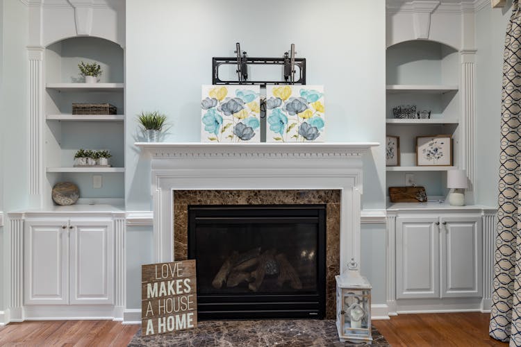 Modern Interior With A Fireplace