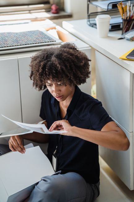 office worker looking at documents