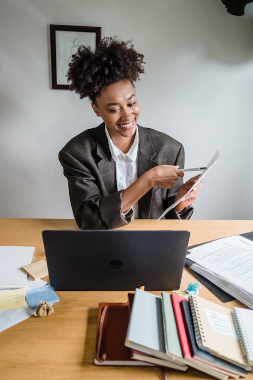 Woman Smiling during Video Call