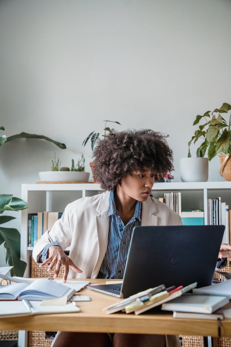 Woman Engaging In Her Work Duties