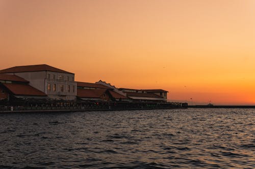 Buildings on Sea Shore in Turkey at Sunset