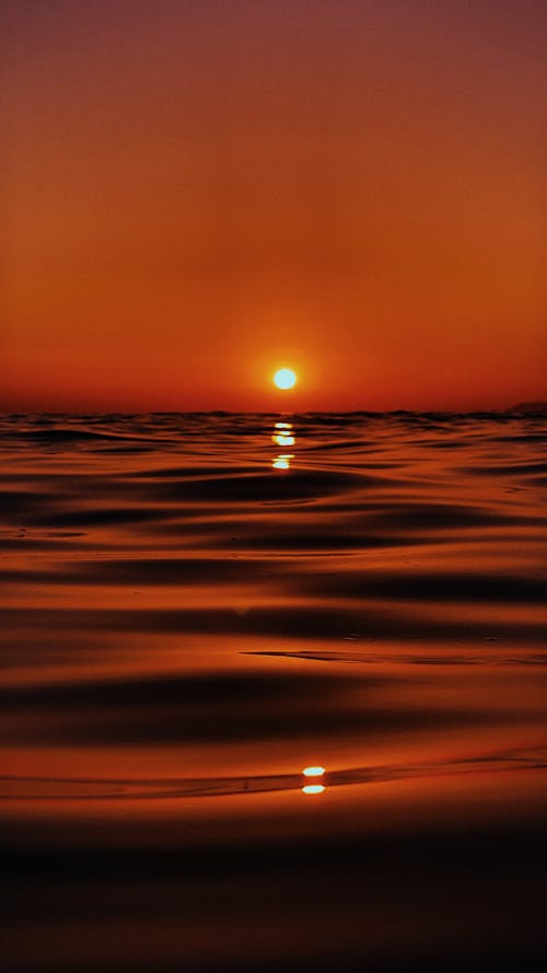Close-Up Shot of Water Surface during Sunset