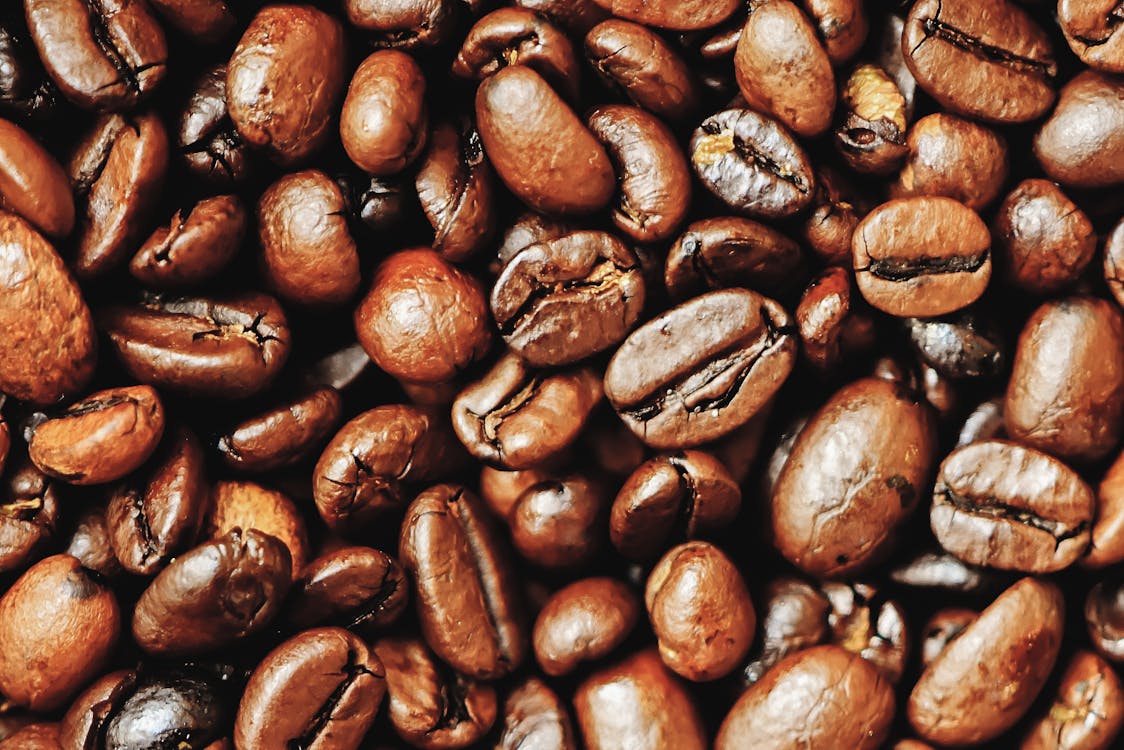 Free Close-Up Shot of Roasted Coffee Beans Stock Photo