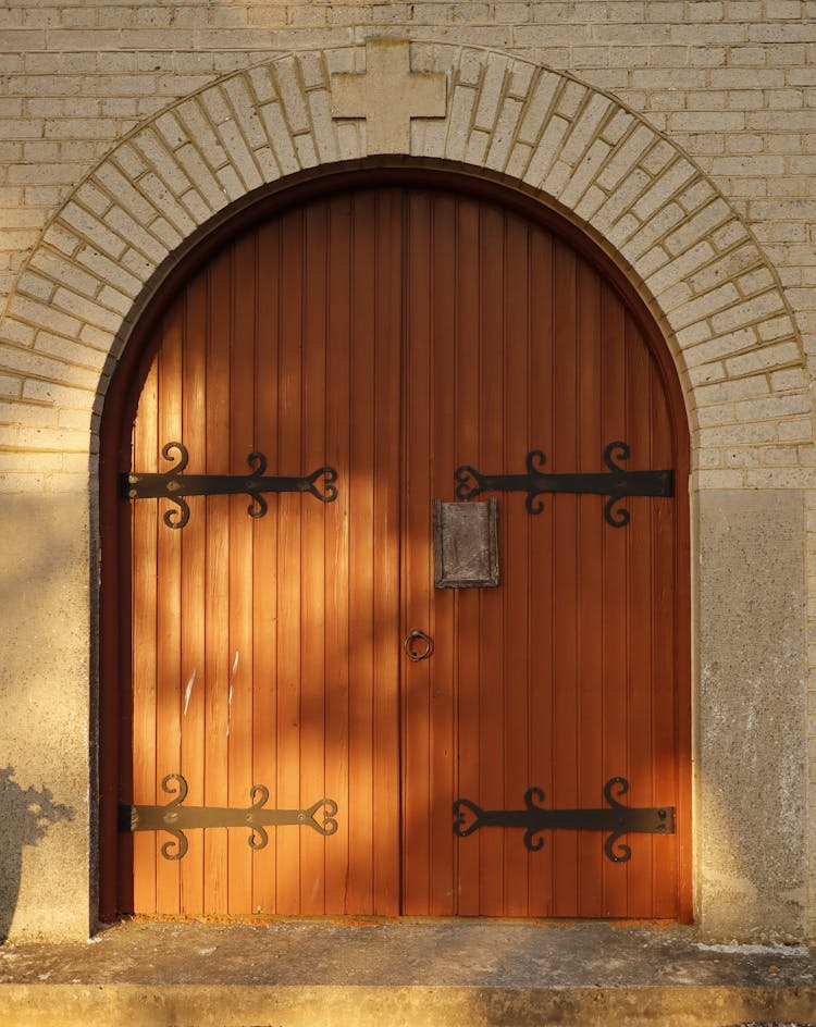 Church Building With Arched Double Doors