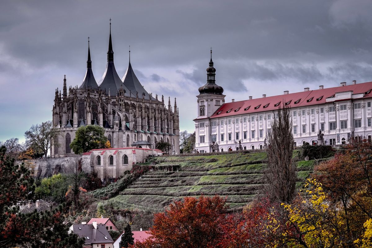 Gothic St Barbara's Church and Jesuit College in Kutna Hora