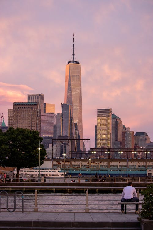 Imagine de stoc gratuită din centrul orașului, fundal apus de soare, Manhattan