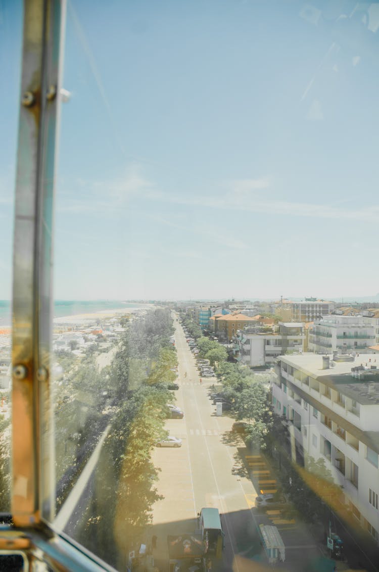 Aerial View Of Highway Under The Blue Sky