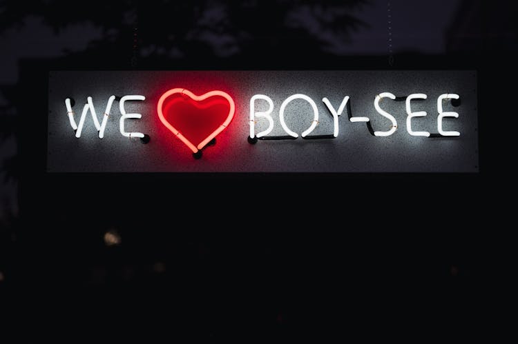 Neon Banner With Text And Heart Shape