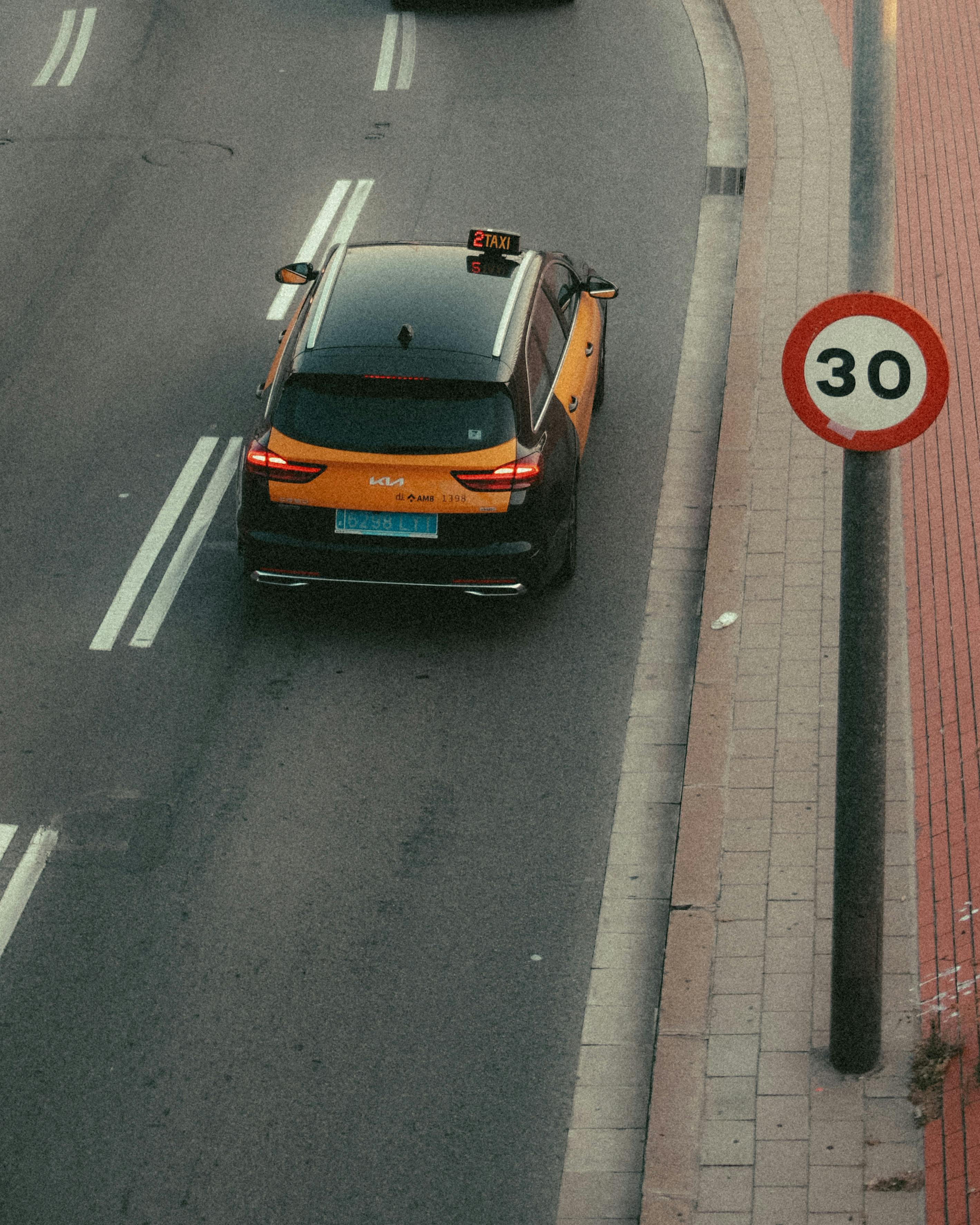 Top View Of A Taxi On A Street · Free Stock Photo