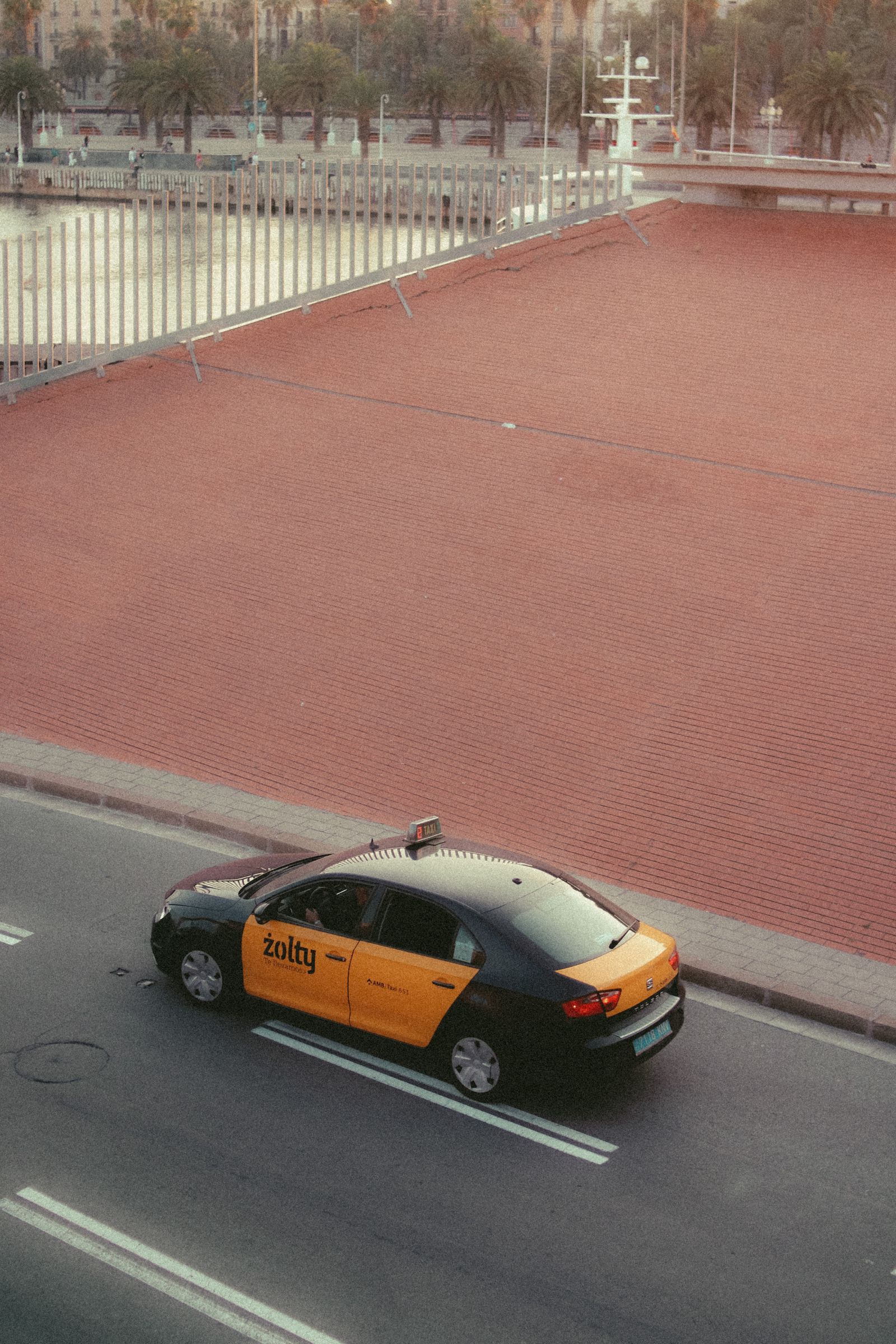 Taxi on a road representing Sree Cabs and Travels services