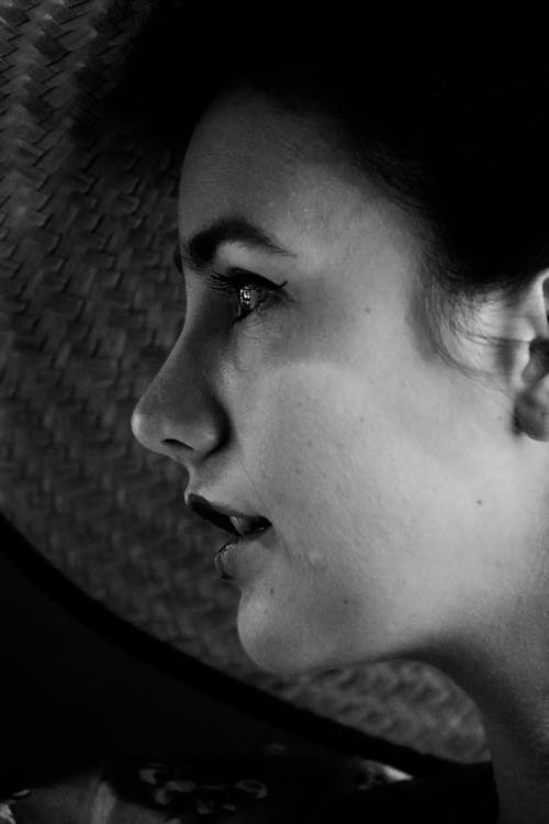 Grayscale Photo of Woman's Face