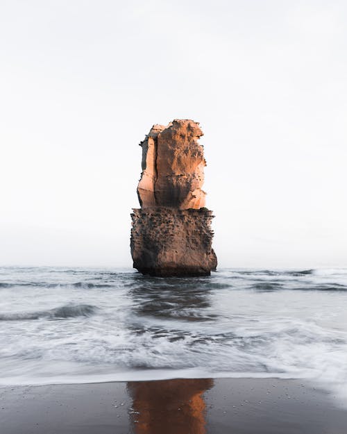 Eroded Rock Formation on Seashore