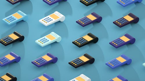 Calculators on a Blue Background