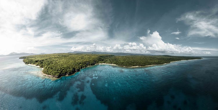 Birds Eye View Of An Island In Vanuatu