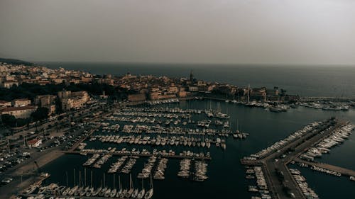 Free Aerial Photography of Boats on the Pier Stock Photo