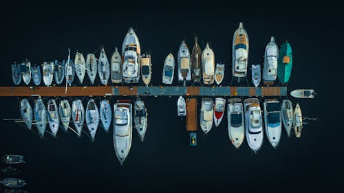 Free Aerial Photography of Boats on the Pier Stock Photo