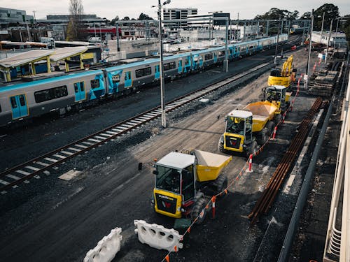 Immagine gratuita di equipaggiamento pesante, ferrovia, pista