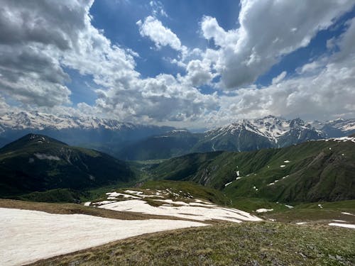 Aerial Photography of Mountains under the Cloudy Sky