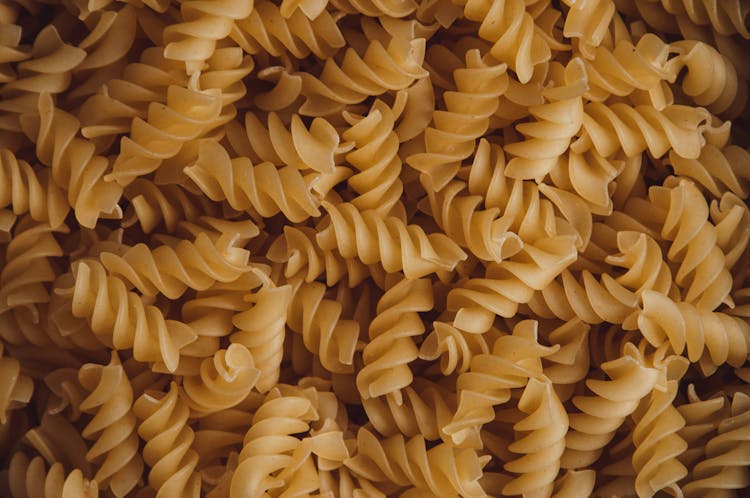 Close-Up Shot Of Rotini Pasta