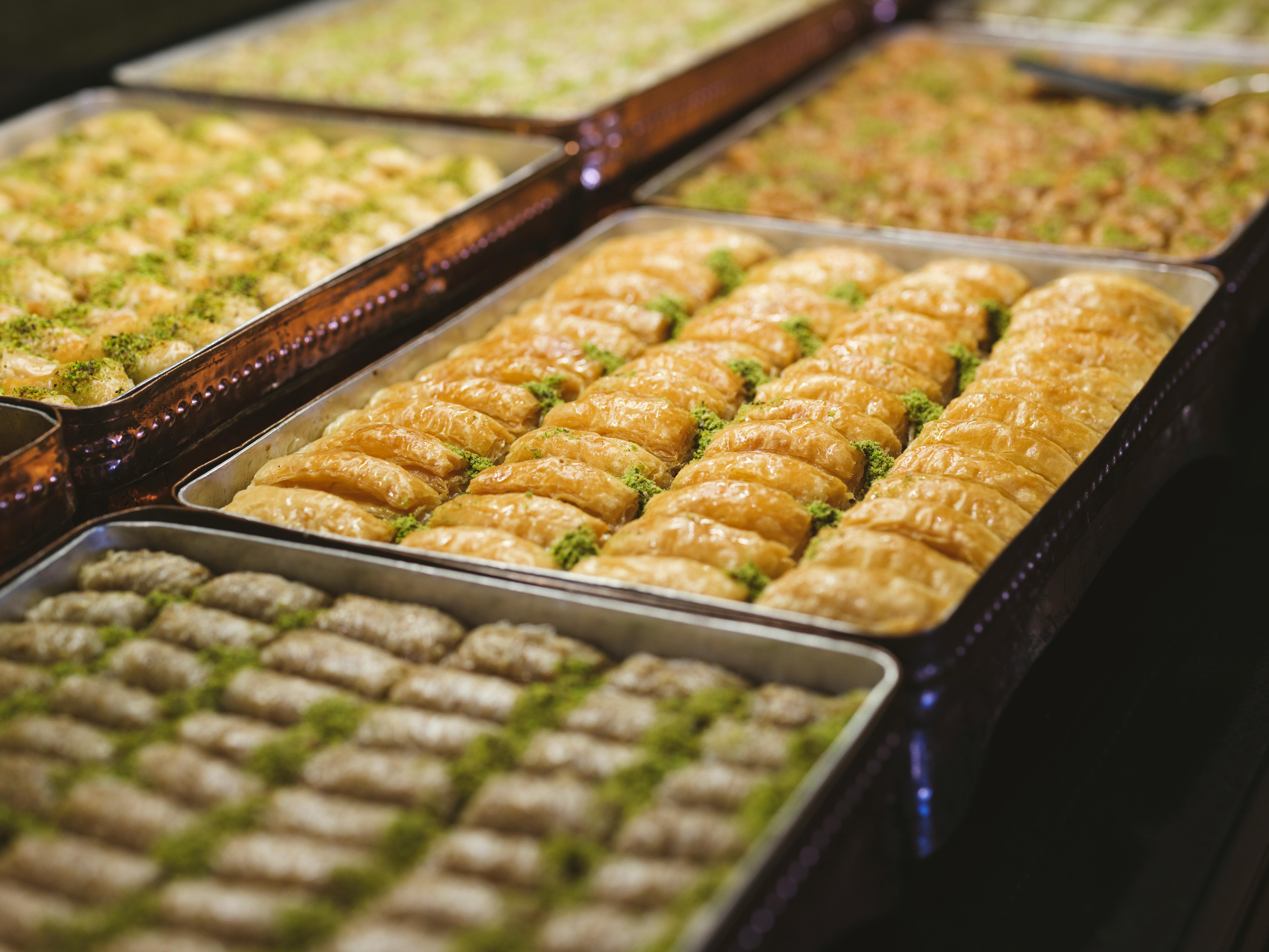 delicious baklavas in a patisserie in turkey