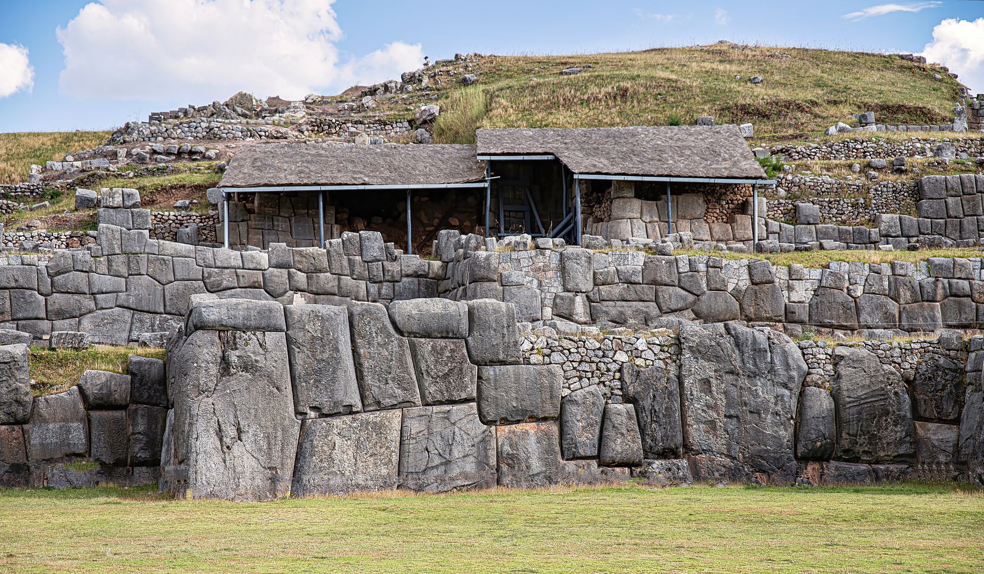 Shelter Built atop Stone Wall on Hillside