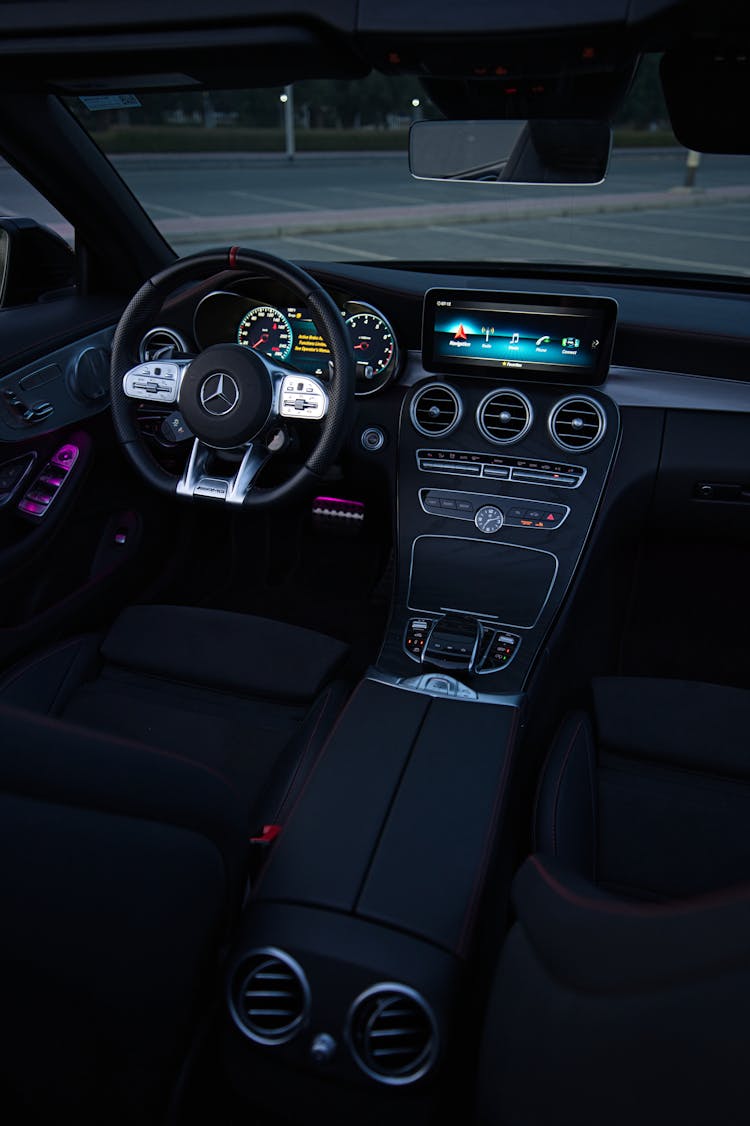 Black Luxury Interior Of Car