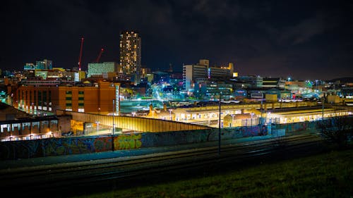 Illuminated Cityscape at Night 