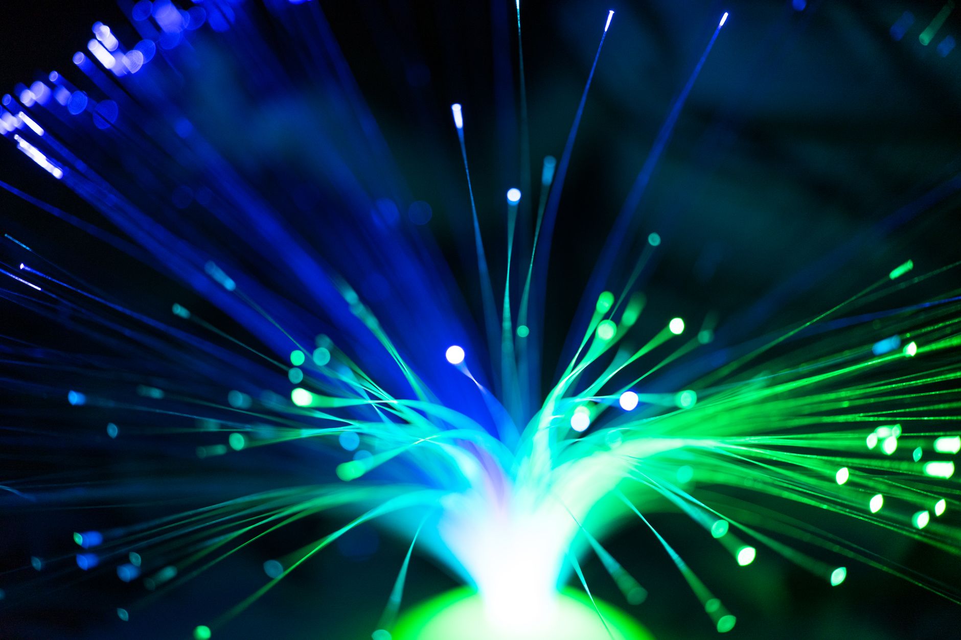 Fiber optic strands representing data flow pathways
