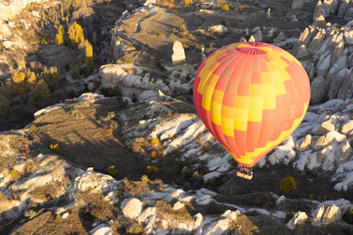 Aerial Photography of a Hot Air Balloon Flying in the Sky in Turkey
