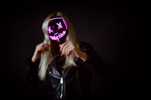 Woman Wearing Halloween Mask