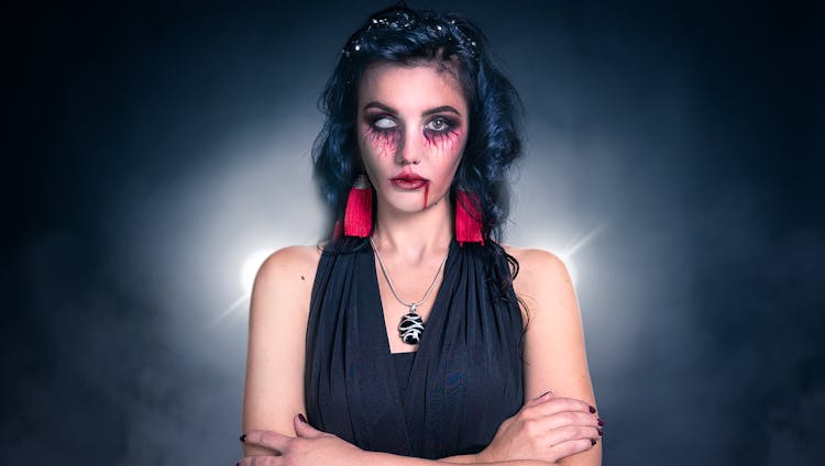 Woman In A Halloween Costume And Makeup 