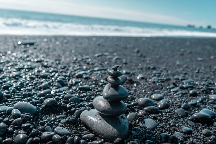 Stones In Pile On Beach